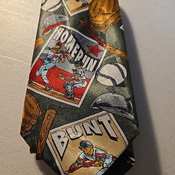 City One Handmade Baseball Theme Silk Tie - Picture 7 of 7